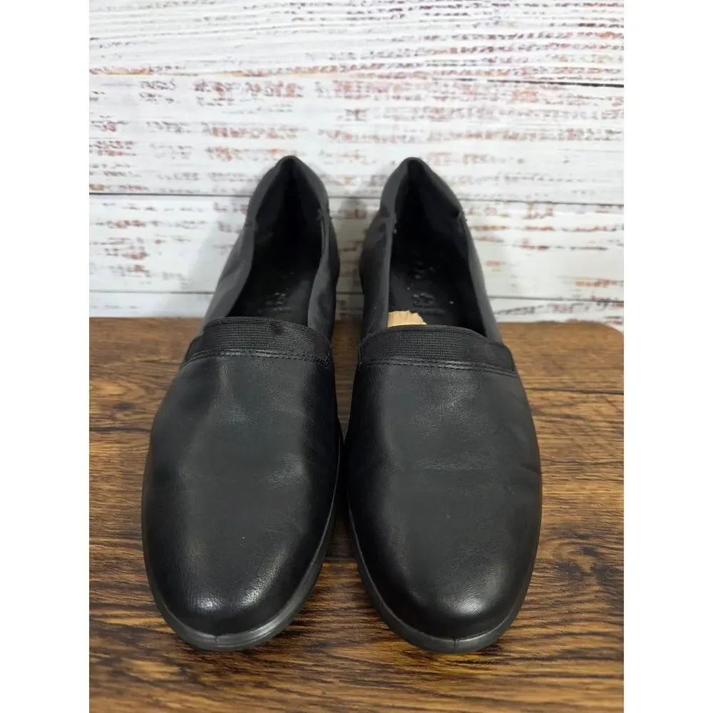Ecco Wedge Loafers in Black Comfort Shoes Women's size 40 US size 9